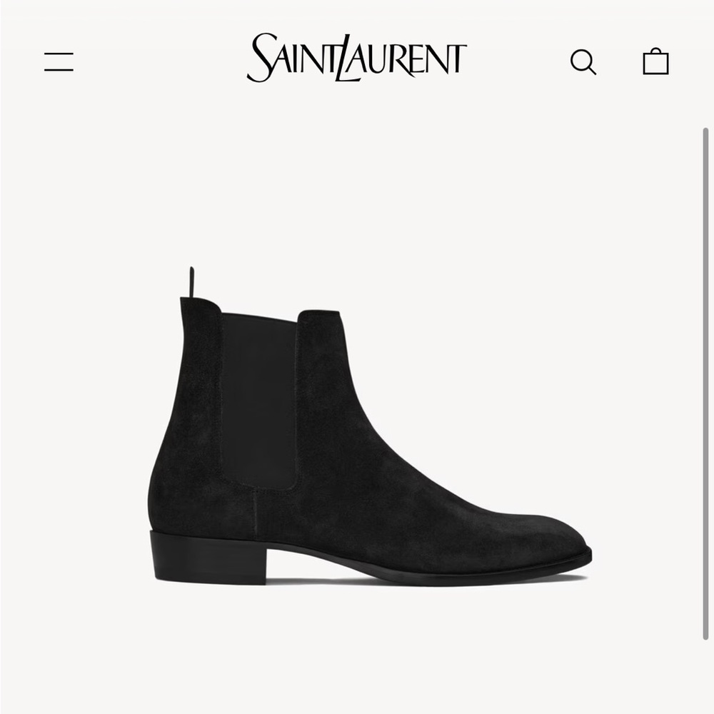Saint Laurent Wyatt Chelsea Boots – Black Suede (Size 12 US / 45 EU)